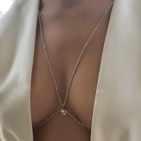 Corrente para corpo de Strass com Pingente de Coração ou Ponto de Luz Jooy.