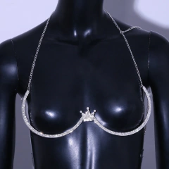 Colar Corpo Body Chain Blogueiras Heathe com Coroa de Rainha, Corrente Corpo Sexy.