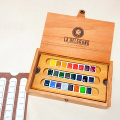 Estuche de cedro 25 colores TRADICIONALES - Acuarelas La Belgrano