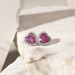 Brinco cristal Turmalina rosa e ródio - comprar online