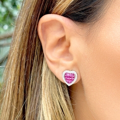 Brinco cristal Turmalina rosa e ródio