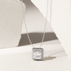Colar Prata 925 Quadrado bordado zirconia branca na internet