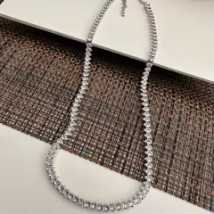 COLAR RIVIERA PRATEADO COM ZIRCÔNIAS BRANCAS 3,3mm