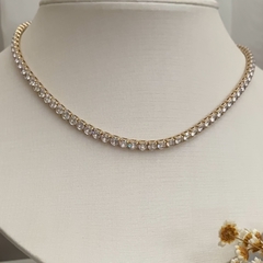 COLAR RIVIERA DOURADO COM ZIRCÔNIA BRANCA - Tigresse Acessórios