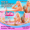 15 Plantillas Barbie + 15 Mockups para redes