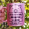 Taza Cerámica Rosa Perlada Cerdito Enojado