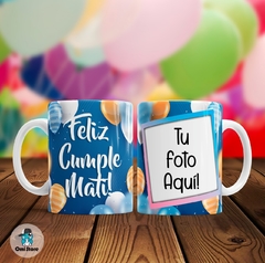 Taza de Cerámica Feliz Cumpleaños C/Nombre y Foto