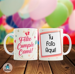Taza de Cerámica Feliz Cumpleaños C/Nombre y Foto