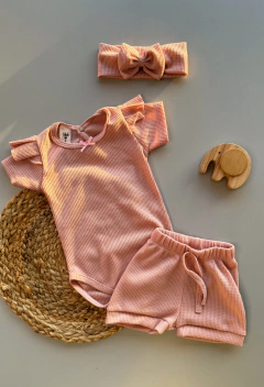 Conjunto Waffle Rosa Body + Short - Art. 0190