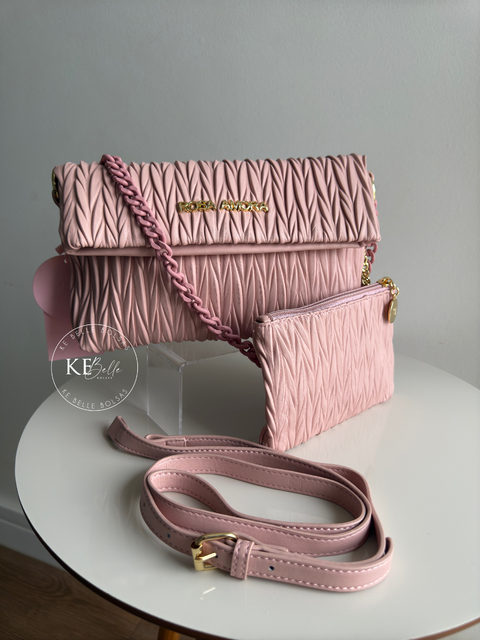 Bolsa Feminina Rosa Amora Baguete Franzida - comprar online