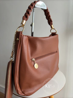 Bolsa Feminina Rosa Amora Alça Trançada Marrom