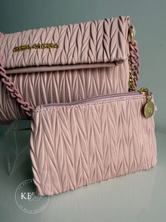 Bolsa Feminina Rosa Amora Baguete Franzida - Kebelle