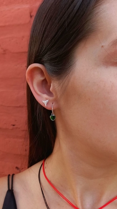 AROS PLATA 925 | CORAZONES CUBIC VERDE - comprar online