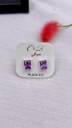 AROS PLATA 925 | RECTANGULO VIOLETA