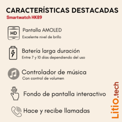 Smartwatch HK89 Negro - LITIO TECH  │Smartwatch y auriculares