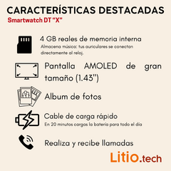 Smartwatch DT "Watch X" plateado y azul - LITIO TECH  │Smartwatch y auriculares