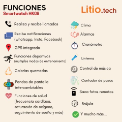 Smartwatch HK08 plateado (GPS Integrado) - tienda online