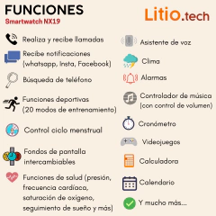 Smartwatch NX19 plateado + malla - LITIO TECH  │Smartwatch y auriculares