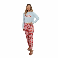 Pijama Feminino Longo Estampa Personagens - Beijos,G