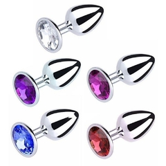 PLUG ANAL EM ALUMÍNIO COM PEDRA COLORIDA PEQUENO MGA IMPORT