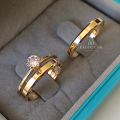 Alianças Chanfradas 3mm | Banhadas a Ouro 18k na internet