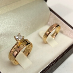 Alianças Chanfradas | Banhadas a Ouro 18k - Jóias do Casal