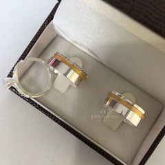Alianças Authentic 8mm friso de ouro | Prata 950 - Jóias do Casal