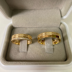 Alianças Berlim Cravejada 5mm | Banhadas a Ouro 18k - comprar online
