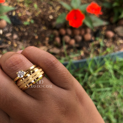 Alianças Chanfradas Jateadas | Banhadas a Ouro 18k - comprar online