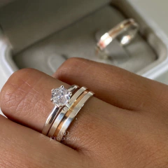 Alianças Madrid Polida com friso Rose | Prata 950 - comprar online