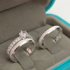 Alianças Chanfradas 3mm + Anel Cinderella | Prata 950