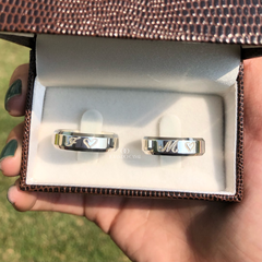Alianças Chanfradas 6mm | Prata 950 - Jóias do Casal