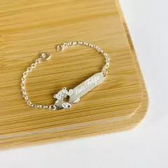 Pulseira Infantil Urso com Gravação a Laser | Prata 925