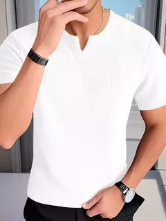 Camiseta Tricot Waffle Gola V