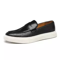 Mocassins de couro em relevo masculinos, slip-on, sola grossa, sapatos casuais - comprar online
