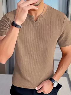 Camiseta Tricot Waffle Gola V -  Loja de Roupas Masculinas USE VEGH
