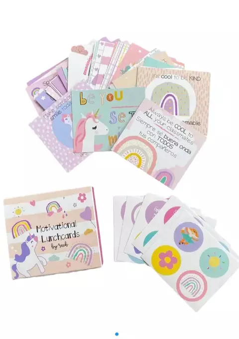 Tarjetas motivacionales con stickers
