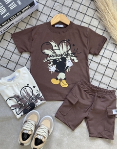Camisa Mickey piche - marrom