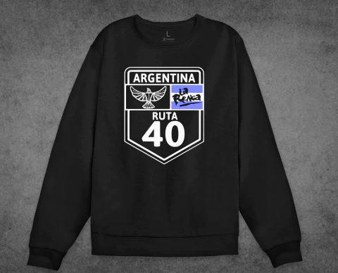 Buzo Negro Cuello Redondo La Renga Ruta 40 - comprar online