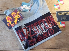 Remera Dama Led Zeppelin Afiche Gris