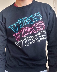 Buzo Negro Cuello Redondo Virus Logo Colores - comprar online