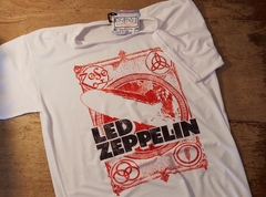 Remera Unisex Blanca Led Zeppelin Rojo y Negro - Beatagonia Store