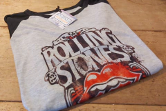Remera Unisex Rolling Stones Logo Manga Ranglan Gris Melange - tienda online