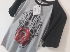 Imagen de Remera Unisex Rolling Stones Logo Manga Ranglan Gris Melange