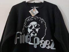 Buzo Negro Cuello Redondo Fito Páez Stencil