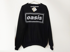 Buzo Negro Cuello Redondo Oasis Logo
