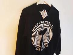 Buzo Negro Cuello Redondo Ahí Vamos Gustavo Cerati Classic en internet