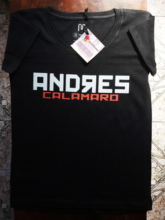 Remera Dama Algodón Andrés Calamaro Logo Negra en internet