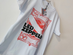 Remera Unisex Blanca Led Zeppelin Rojo y Negro en internet