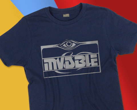 Remera Unisex Invisible Spinetta Logo Ojo Azul Marino